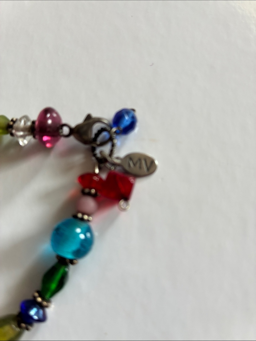 Murano Multicolor Glass Bead Bracelet with Silver Murano Tag - Picture 2 of 4